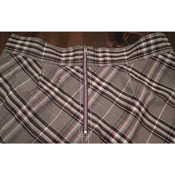 Theory Plaid Mini Skirt High Waist 100% Virgin Wool Back Zip Women's Size 12 - Picture 4 of 8